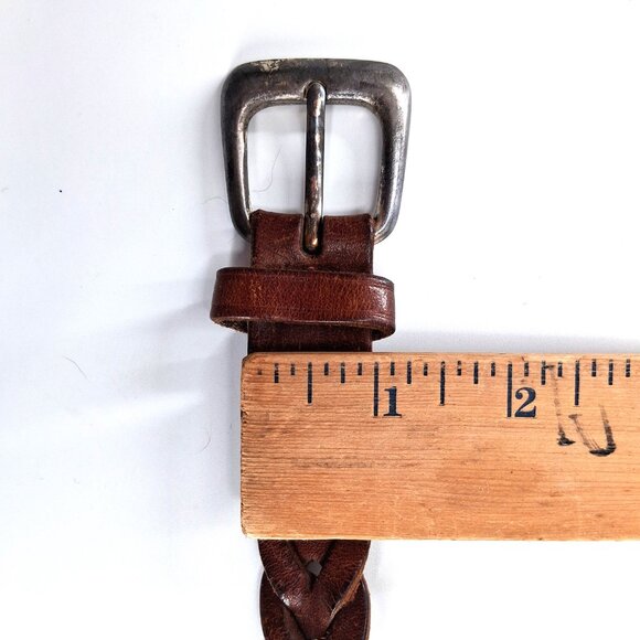 Vintage Genuine Leather Braided Belt Brown Western Distressed 1 Inch Wide XL 48 - Picture 7 of 11
